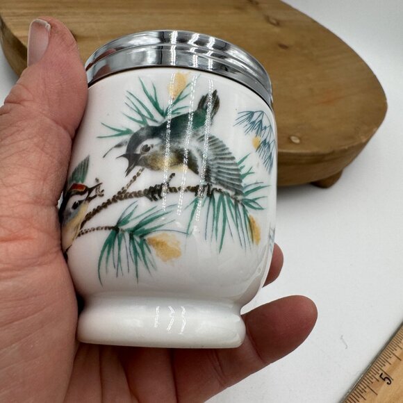 Vintage Royal Worcester Double Egg Coddler w/ Birds - Picture 5 of 13